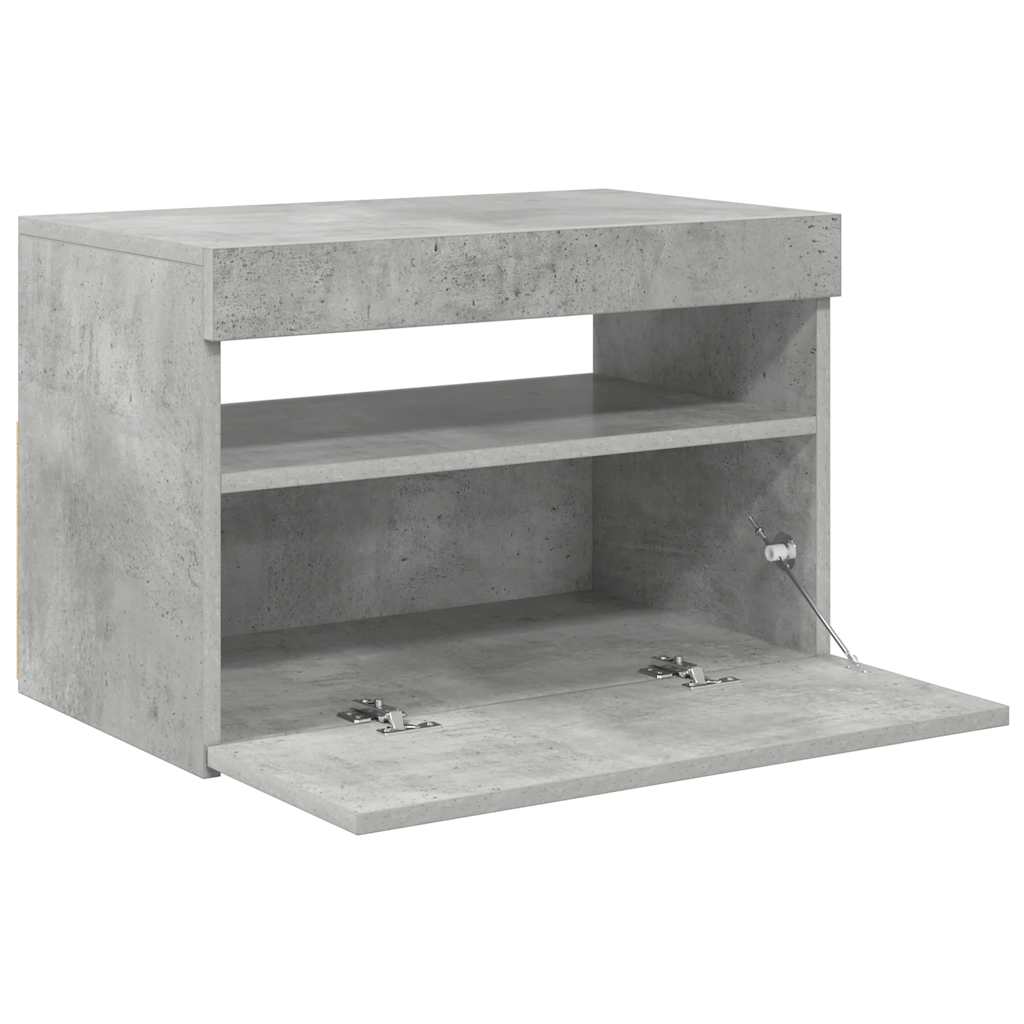Meuble TV avec lumières LED gris béton 60x35x40 cm - XIOS