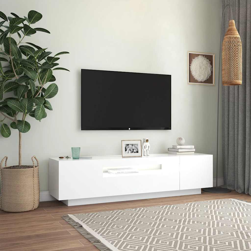 Meuble TV avec lumières LED blanc 160x35x40 cm - XIOS