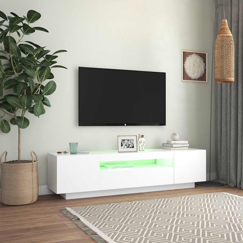 Meuble TV avec lumières LED blanc 160x35x40 cm - XIOS