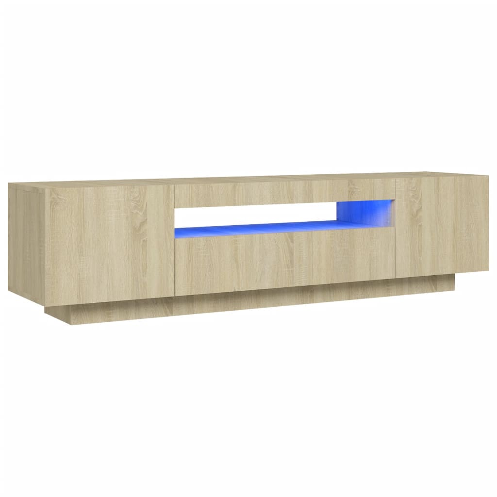 Meuble TV avec lumières LED Chêne sonoma 160x35x40 cm Meubles TV vidaXL   