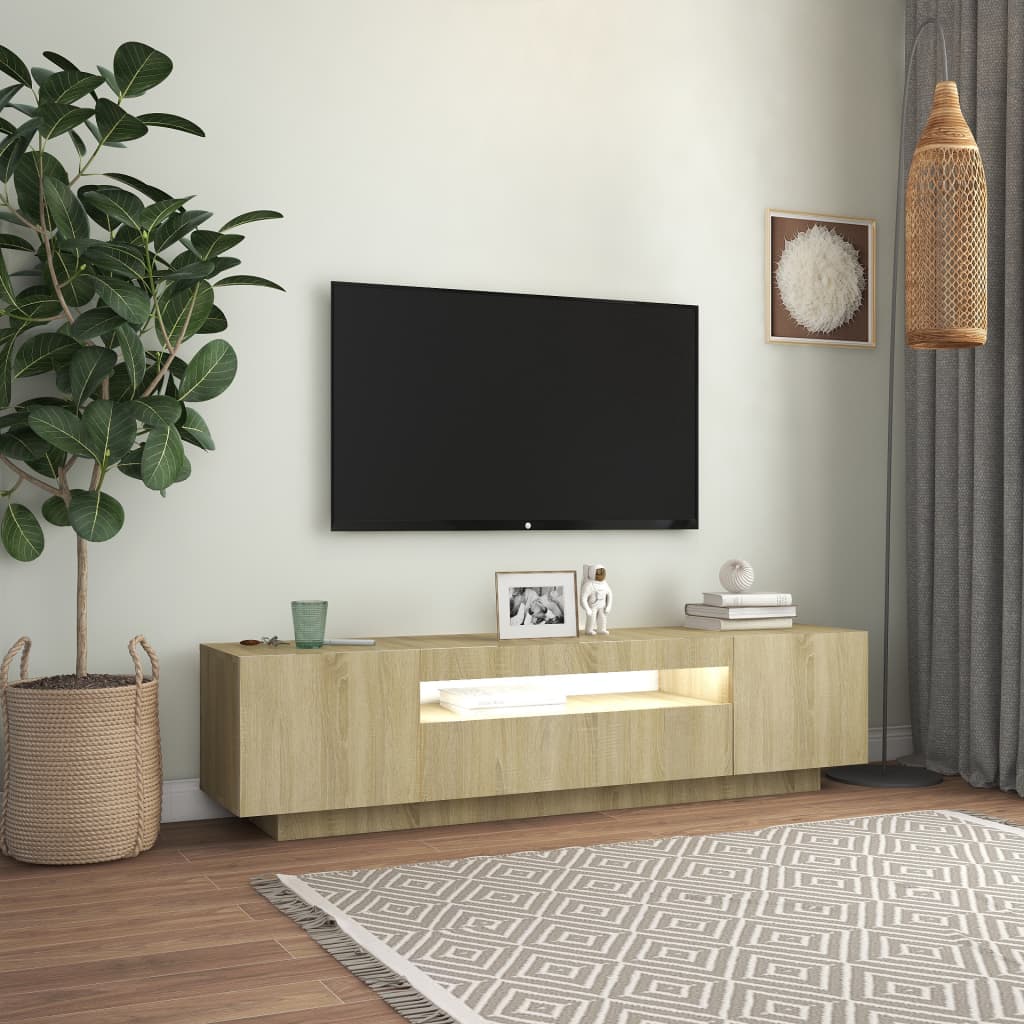 Meuble TV avec lumières LED Chêne sonoma 160x35x40 cm Meubles TV vidaXL   