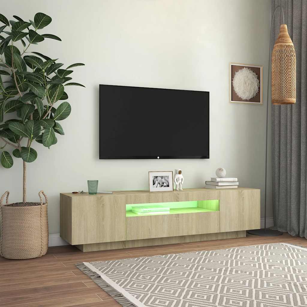 Meuble TV avec lumières LED Chêne sonoma 160x35x40 cm - XIOS