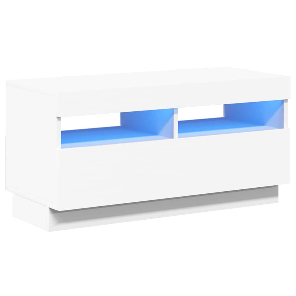 Meuble TV avec lumières LED blanc 80x35x40 cm - XIOS