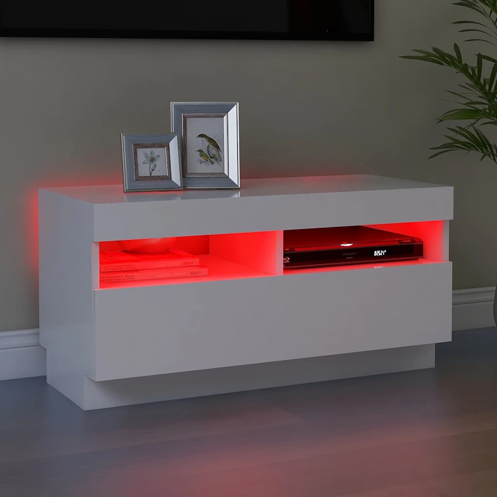 Meuble TV avec lumières LED blanc 80x35x40 cm - XIOS