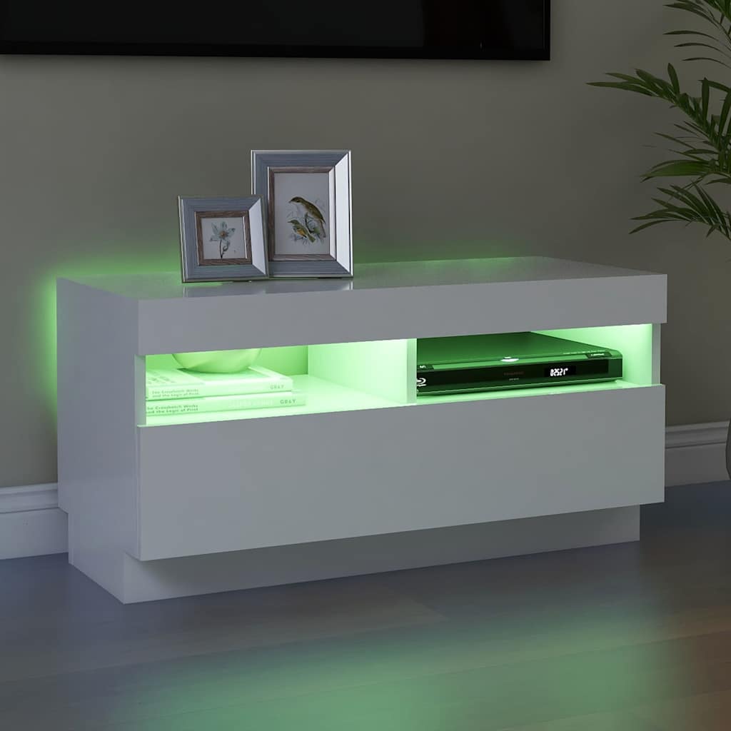 Meuble TV avec lumières LED blanc 80x35x40 cm - XIOS