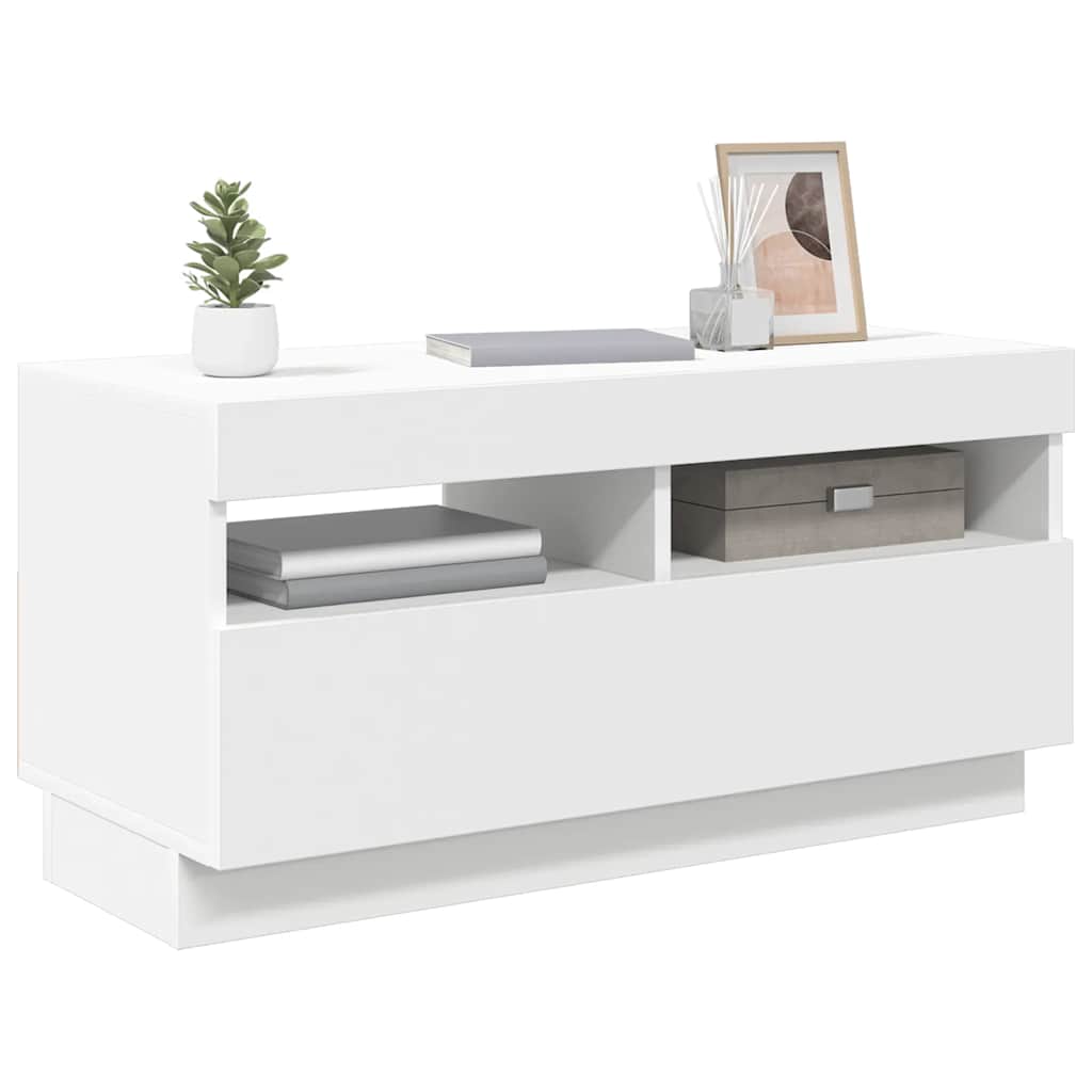 Meuble TV avec lumières LED blanc 80x35x40 cm - XIOS