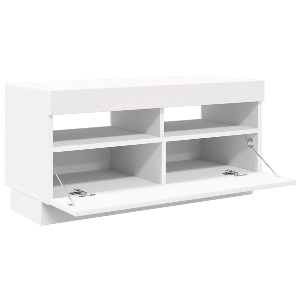 Meuble TV avec lumières LED blanc 80x35x40 cm - XIOS