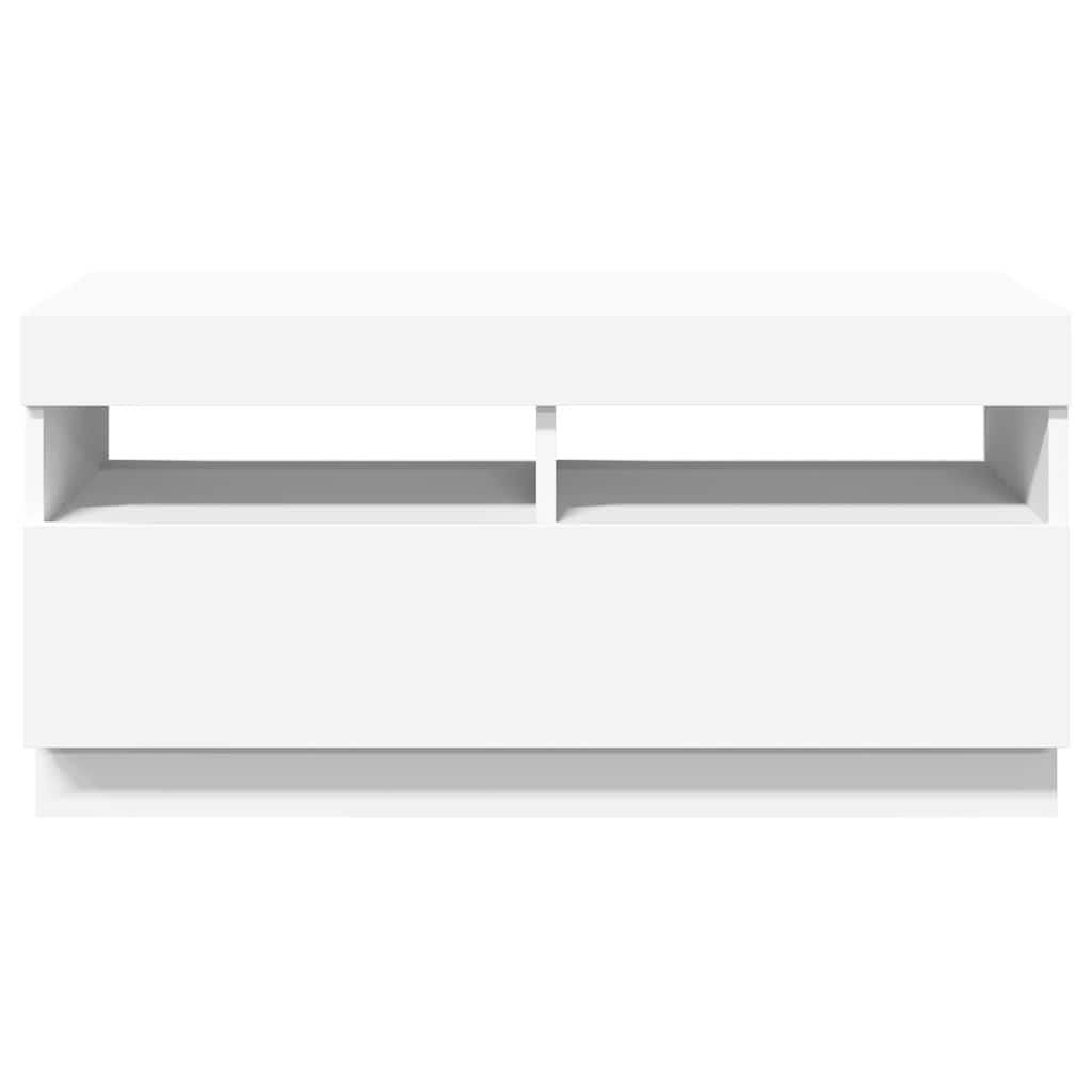 Meuble TV avec lumières LED blanc 80x35x40 cm - XIOS