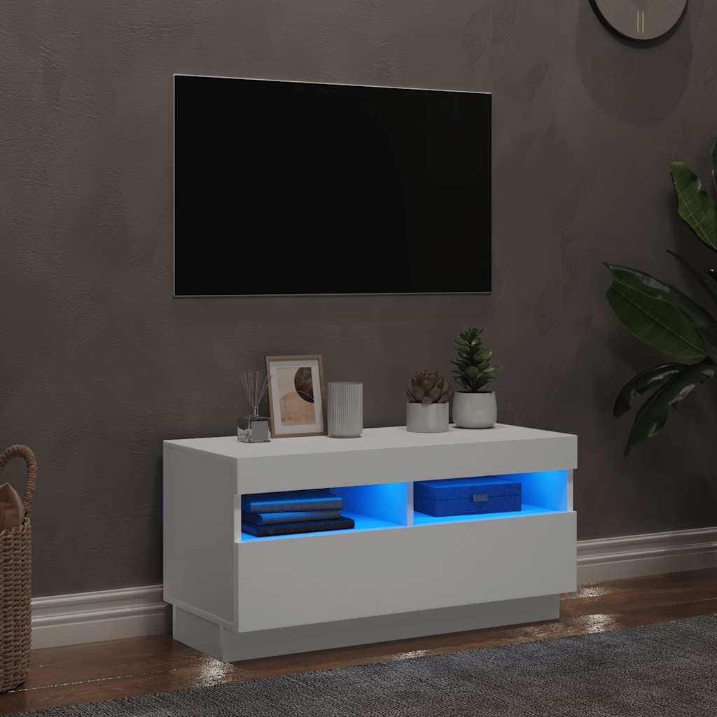Meuble TV avec lumières LED blanc 80x35x40 cm - XIOS