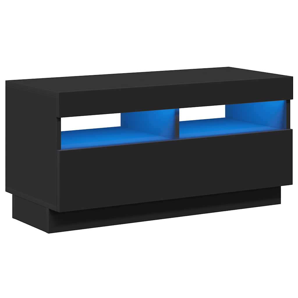 Meuble TV avec lumières LED noir 80x35x40 cm - XIOS