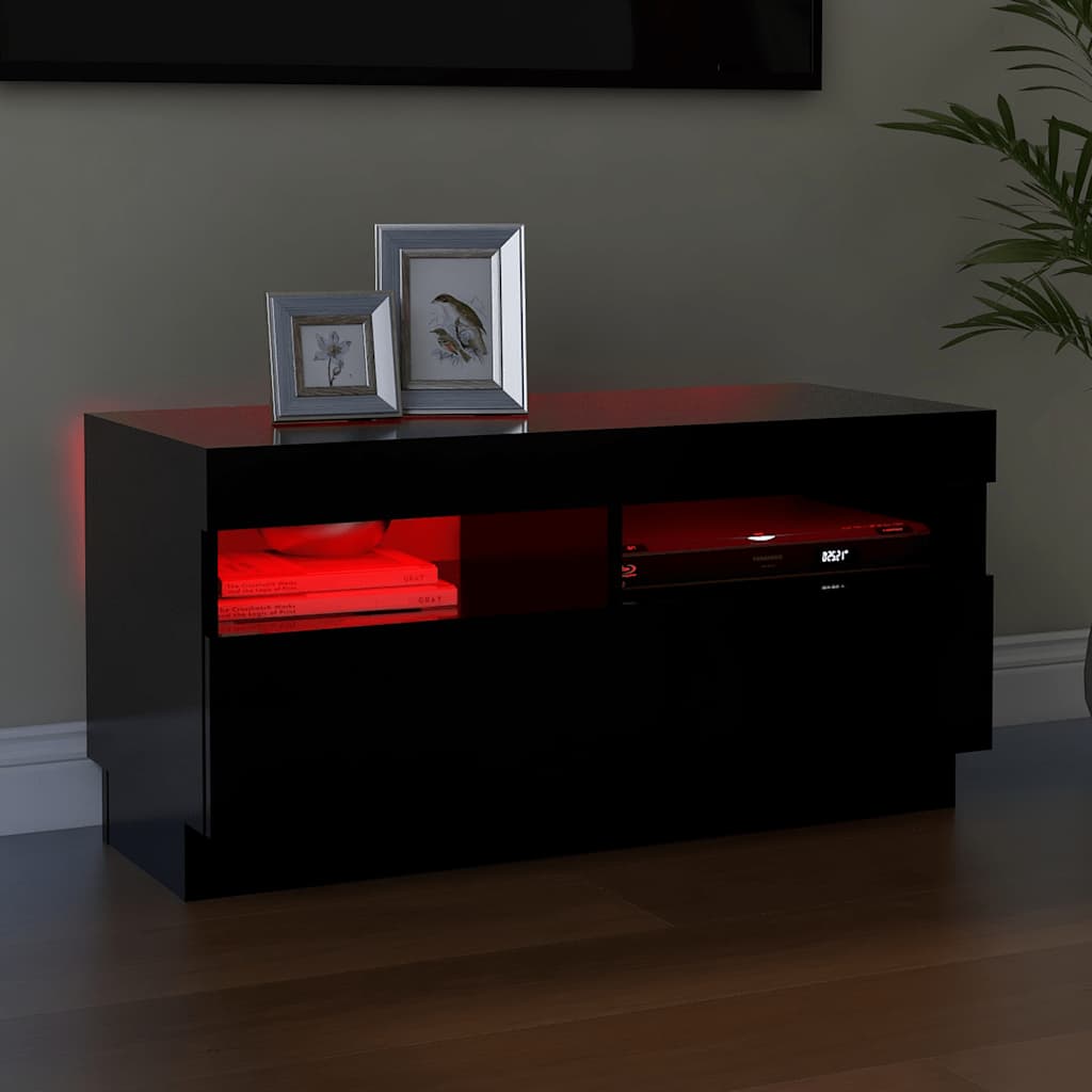 Meuble TV avec lumières LED noir 80x35x40 cm - XIOS