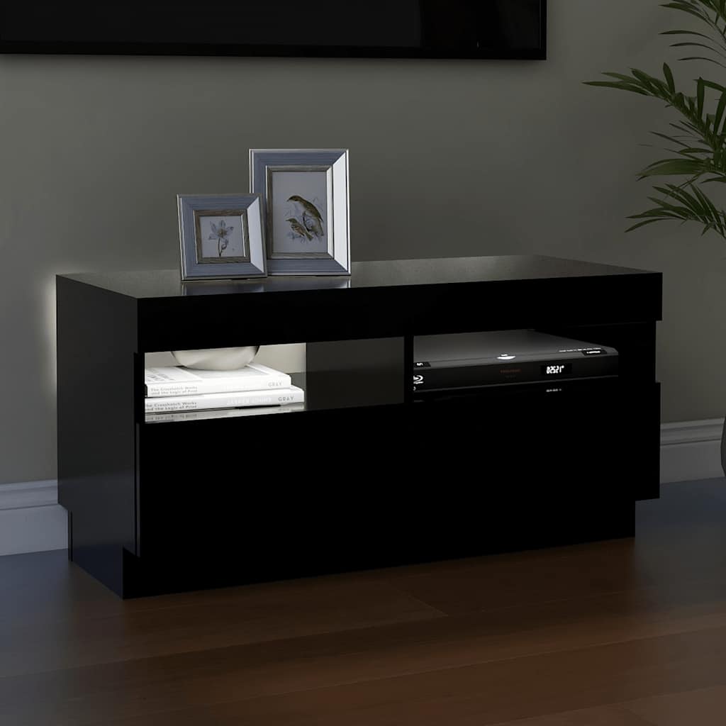 Meuble TV avec lumières LED noir 80x35x40 cm - XIOS