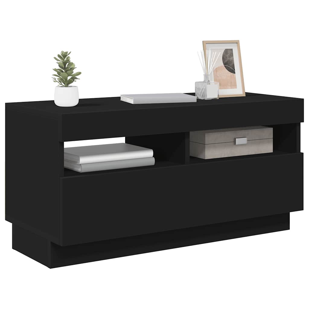 Meuble TV avec lumières LED noir 80x35x40 cm - XIOS
