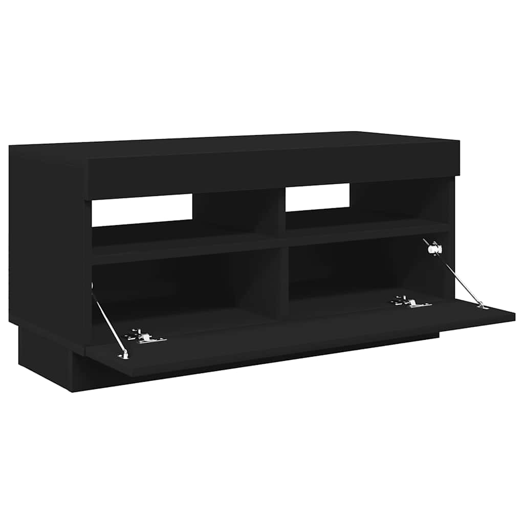 Meuble TV avec lumières LED noir 80x35x40 cm - XIOS