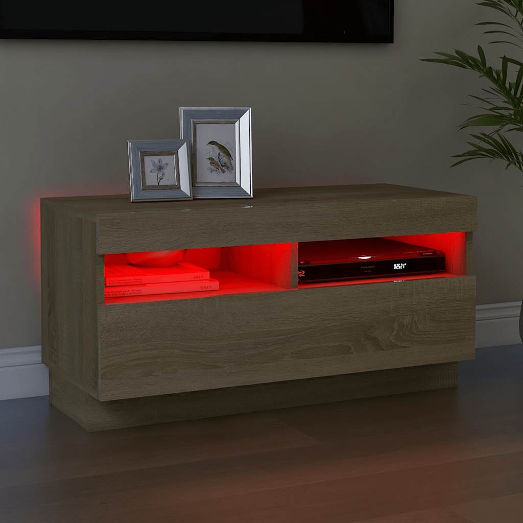Meuble TV avec lumières LED chêne sonoma 80x35x40 cm - XIOS