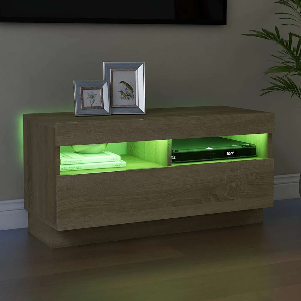 Meuble TV avec lumières LED chêne sonoma 80x35x40 cm - XIOS