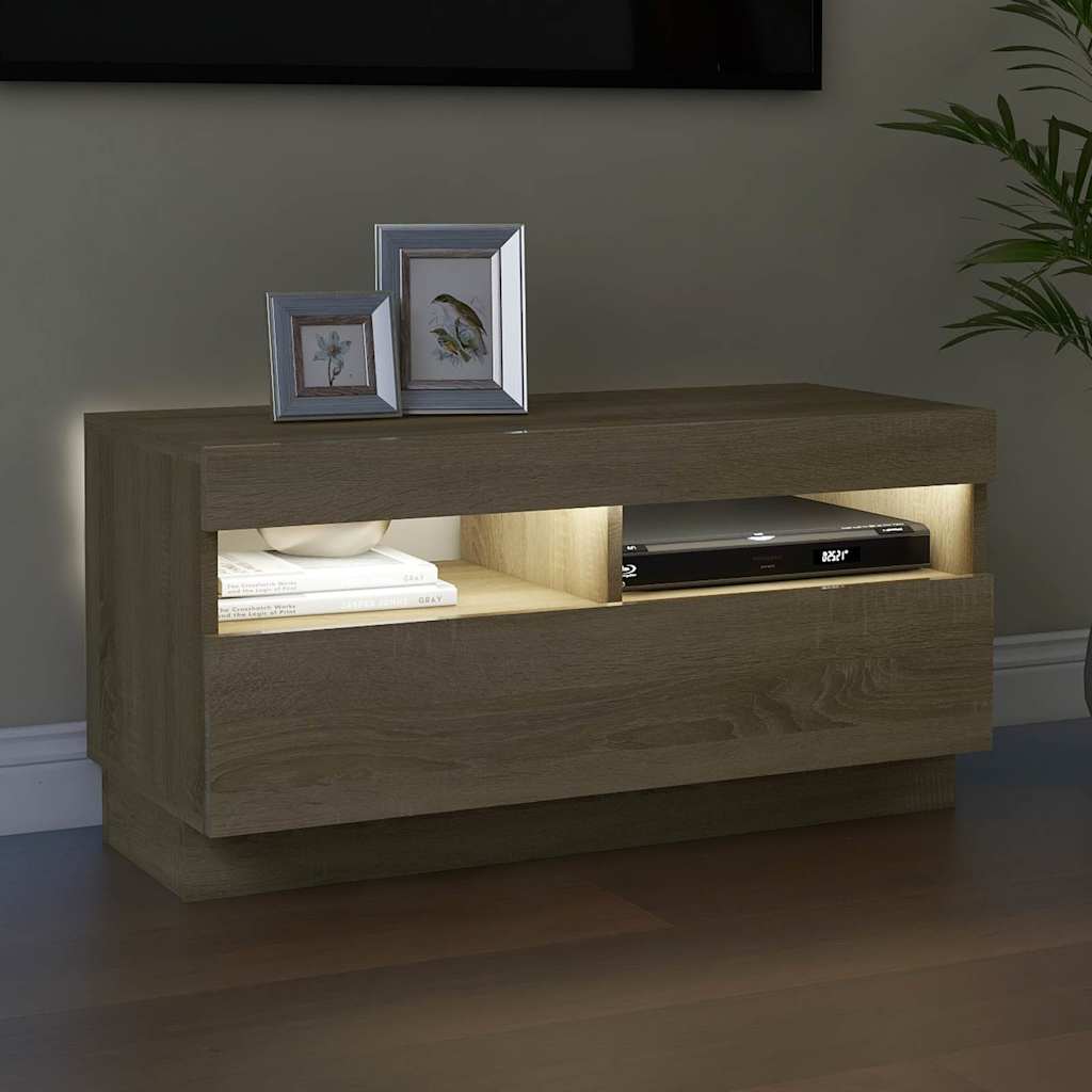 Meuble TV avec lumières LED chêne sonoma 80x35x40 cm - XIOS