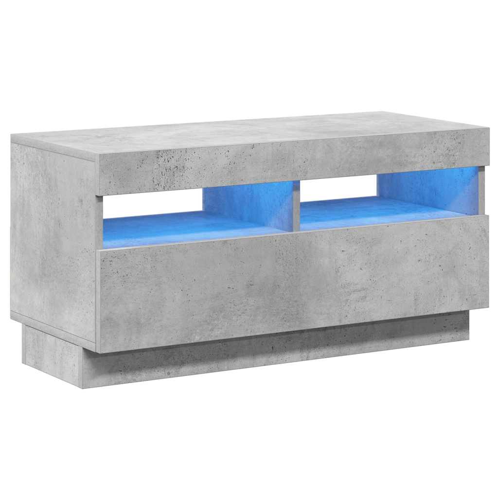 Meuble TV avec lumières LED gris béton 80x35x40 cm - XIOS
