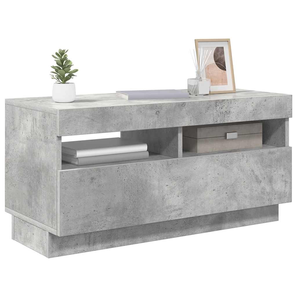 Meuble TV avec lumières LED gris béton 80x35x40 cm - XIOS