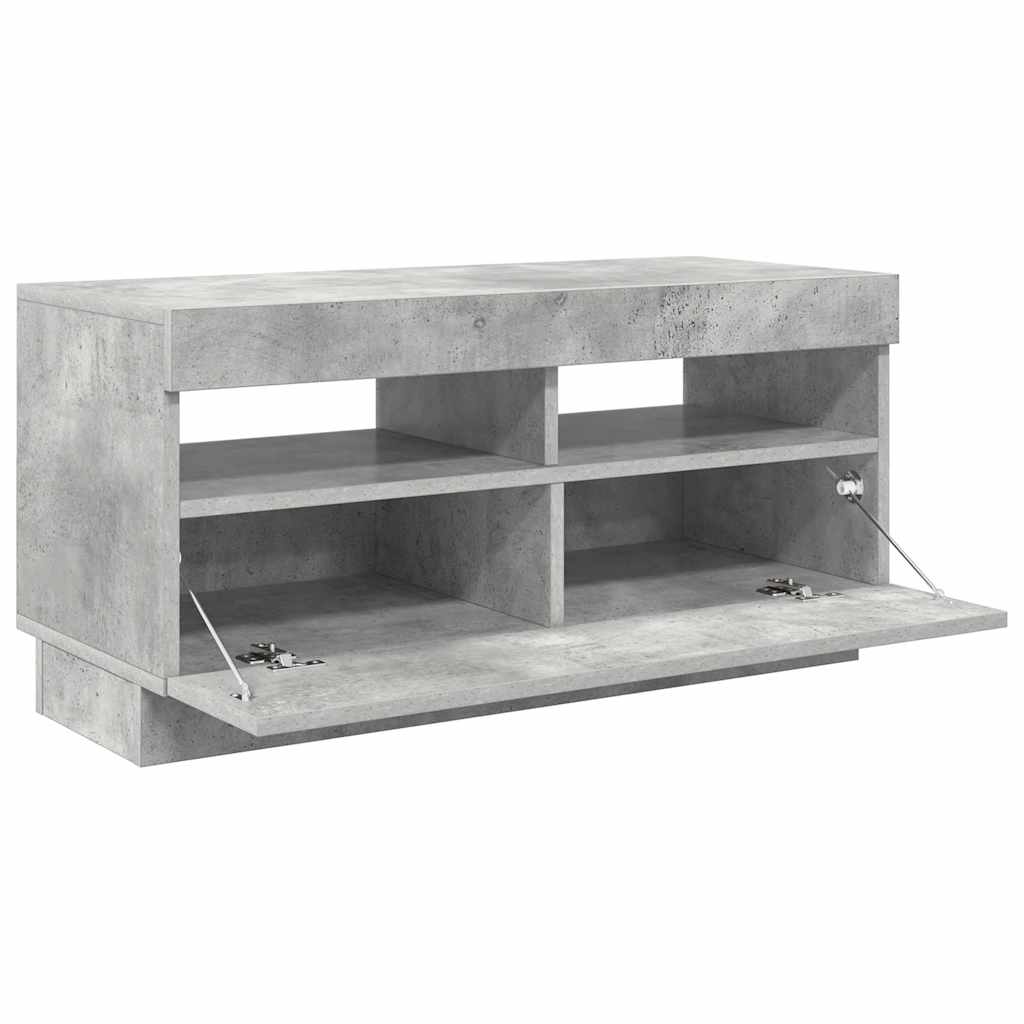 Meuble TV avec lumières LED gris béton 80x35x40 cm - XIOS