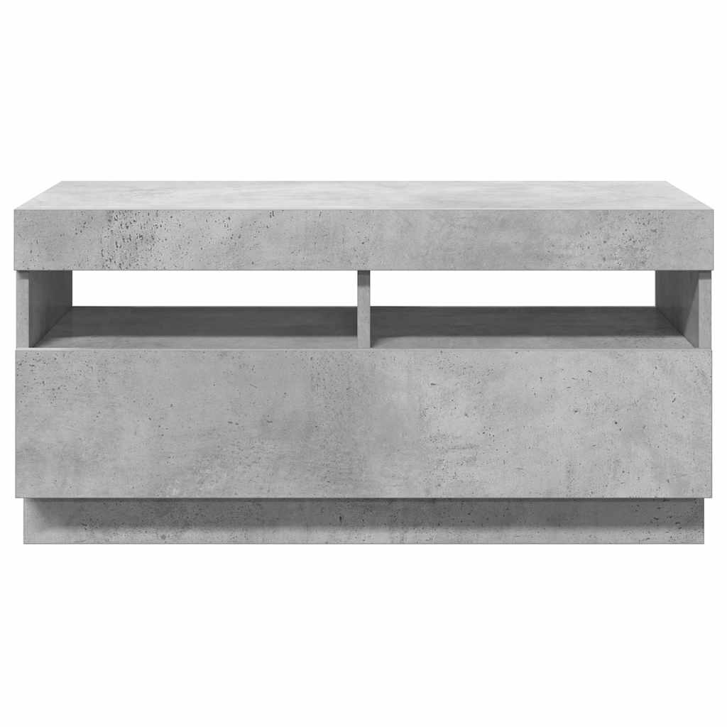 Meuble TV avec lumières LED gris béton 80x35x40 cm - XIOS
