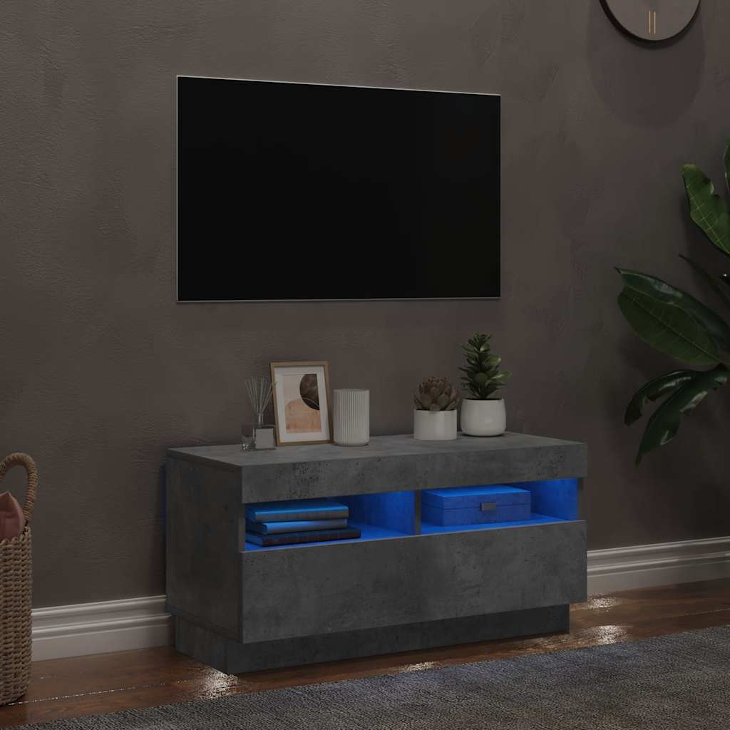 Meuble TV avec lumières LED gris béton 80x35x40 cm - XIOS