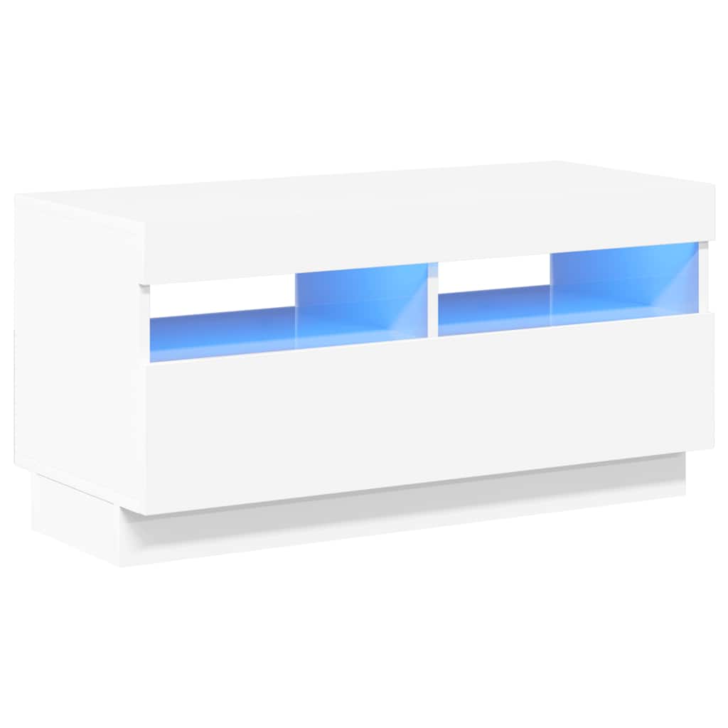 Meuble TV avec lumières LED blanc brillant 80x35x40 cm - XIOS