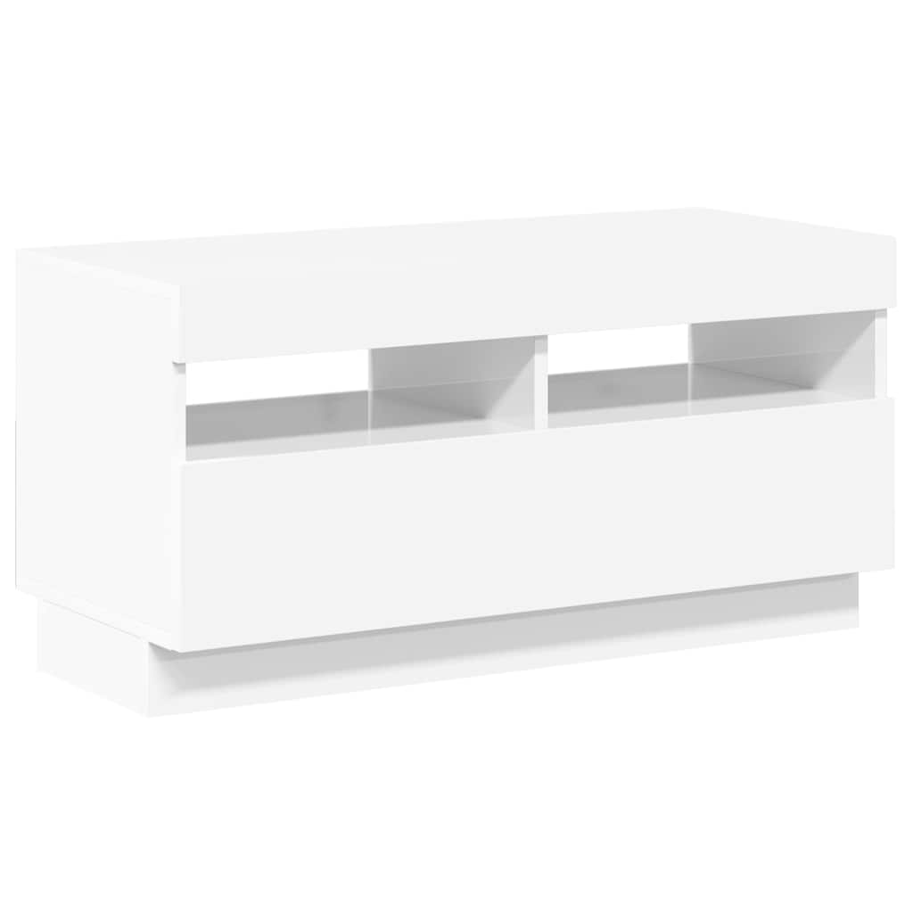 Meuble TV avec lumières LED blanc brillant 80x35x40 cm - XIOS