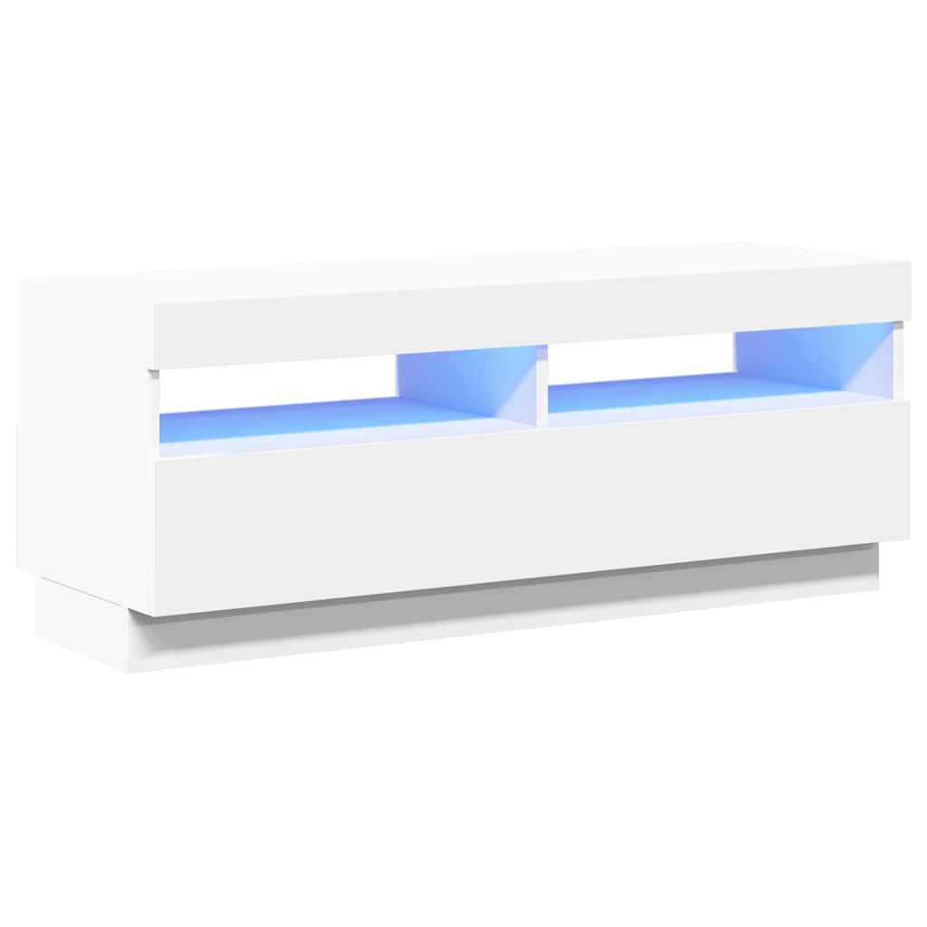 Meuble TV avec lumières LED Blanc 100x35x40 cm - XIOS
