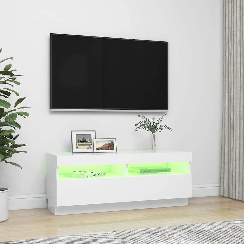 Meuble TV avec lumières LED Blanc 100x35x40 cm - XIOS