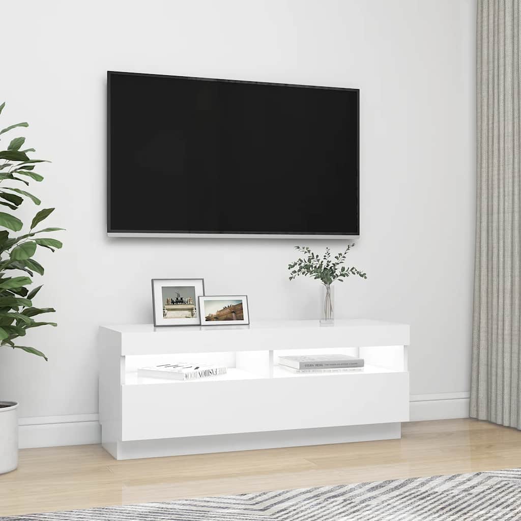 Meuble TV avec lumières LED Blanc 100x35x40 cm - XIOS