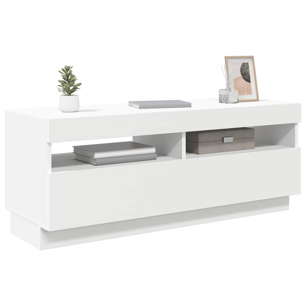 Meuble TV avec lumières LED Blanc 100x35x40 cm - XIOS