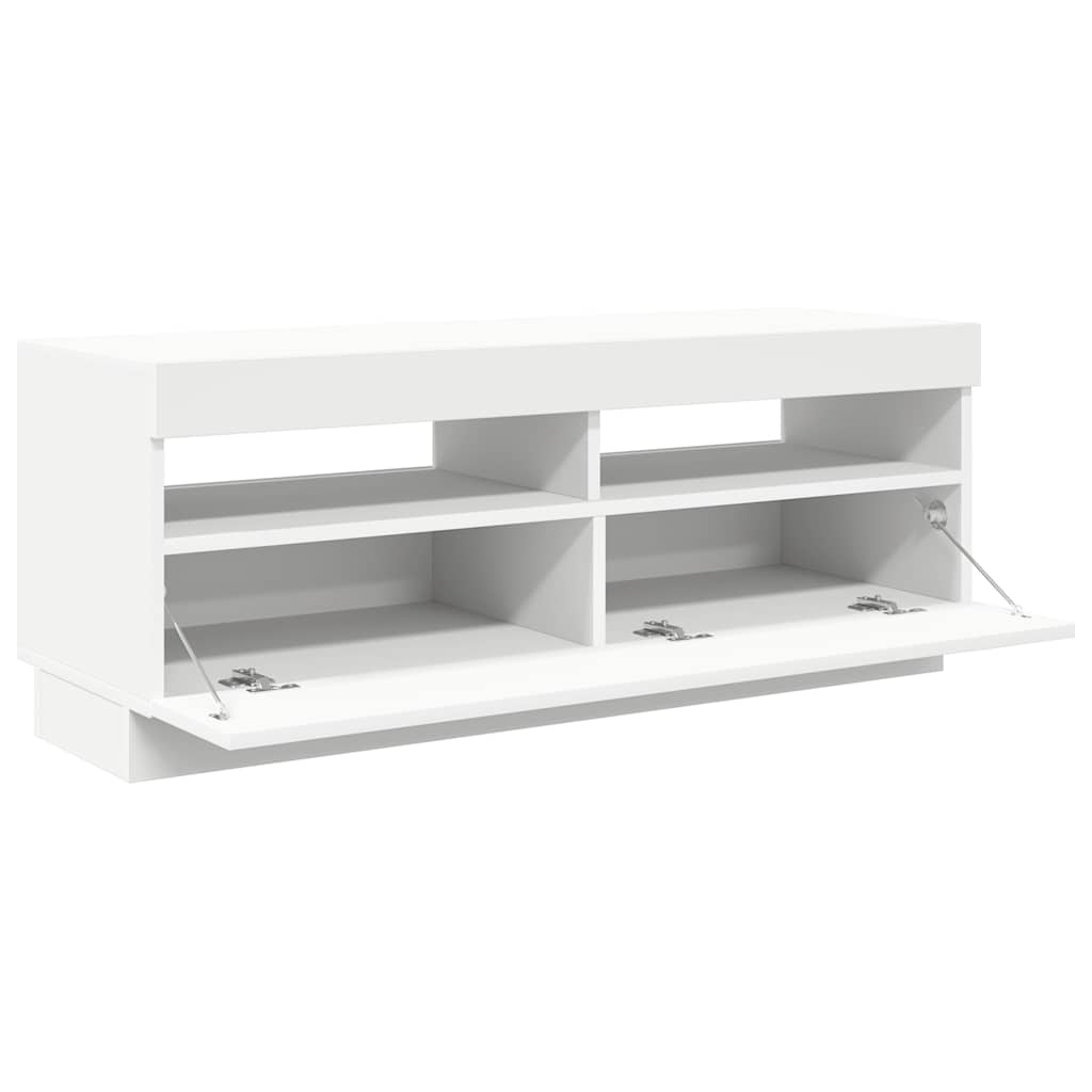 Meuble TV avec lumières LED Blanc 100x35x40 cm - XIOS