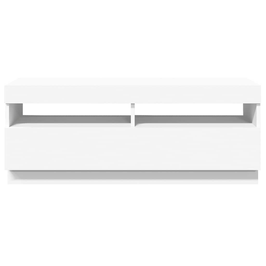 Meuble TV avec lumières LED Blanc 100x35x40 cm - XIOS