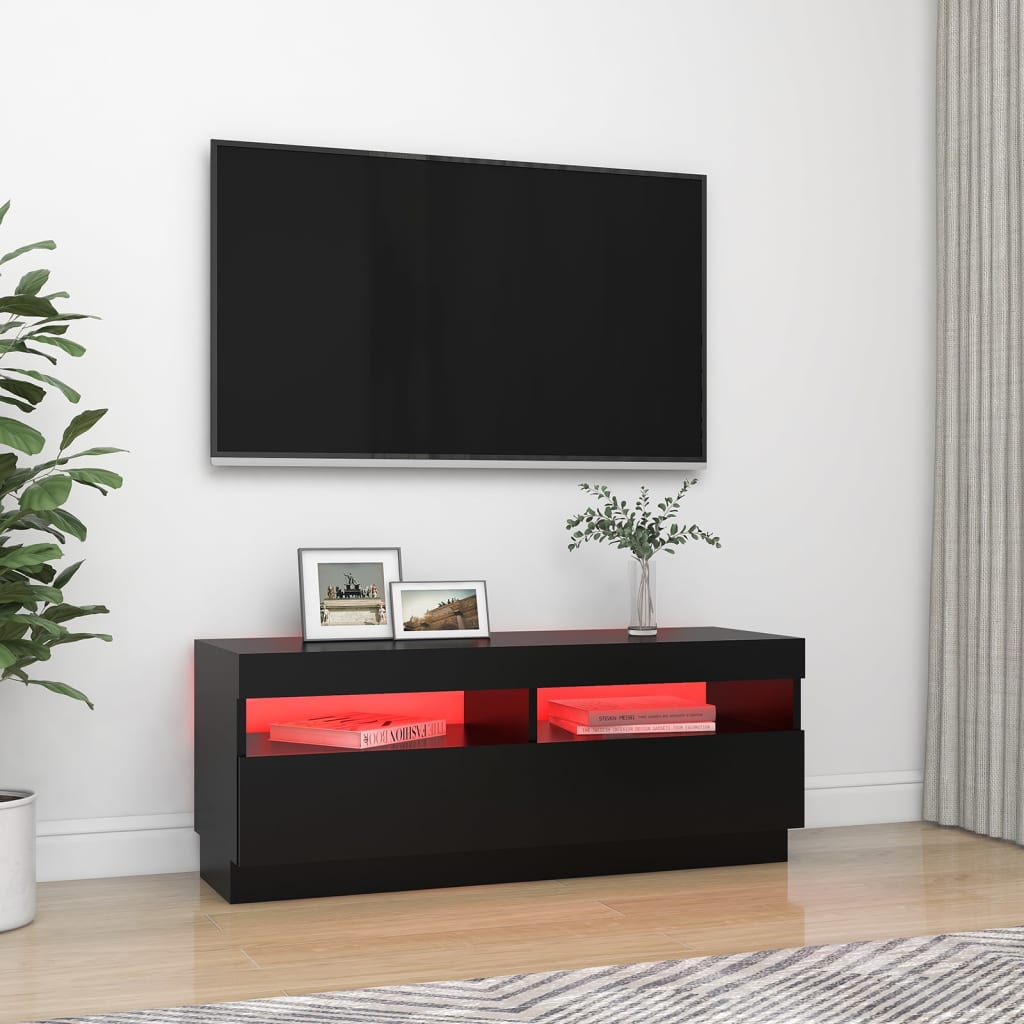 Meuble TV avec lumières LED noir 100x35x40 cm Meubles TV vidaXL   