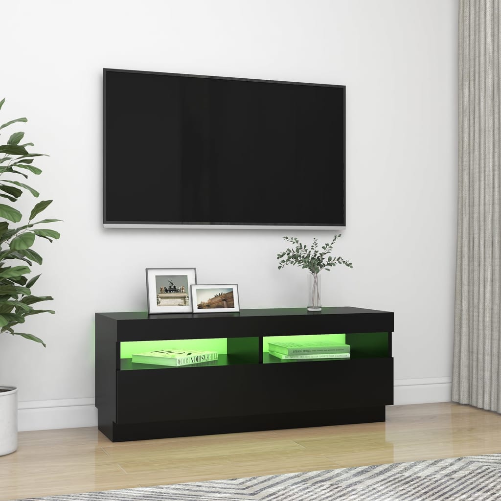 Meuble TV avec lumières LED noir 100x35x40 cm Meubles TV vidaXL   