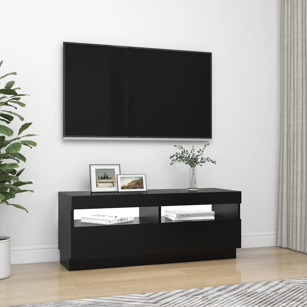 Meuble TV avec lumières LED noir 100x35x40 cm Meubles TV vidaXL   