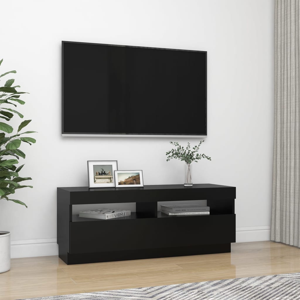 Meuble TV avec lumières LED noir 100x35x40 cm Meubles TV vidaXL   