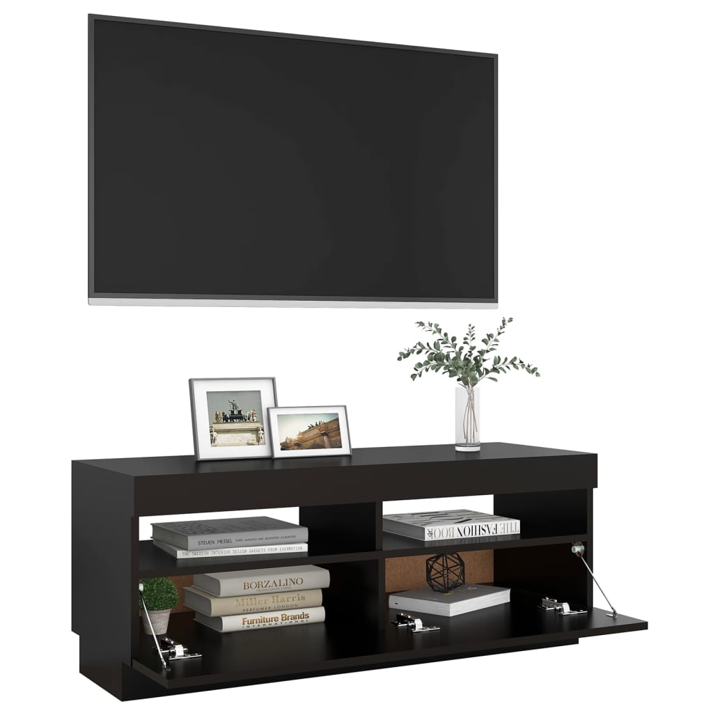 Meuble TV avec lumières LED noir 100x35x40 cm Meubles TV vidaXL   