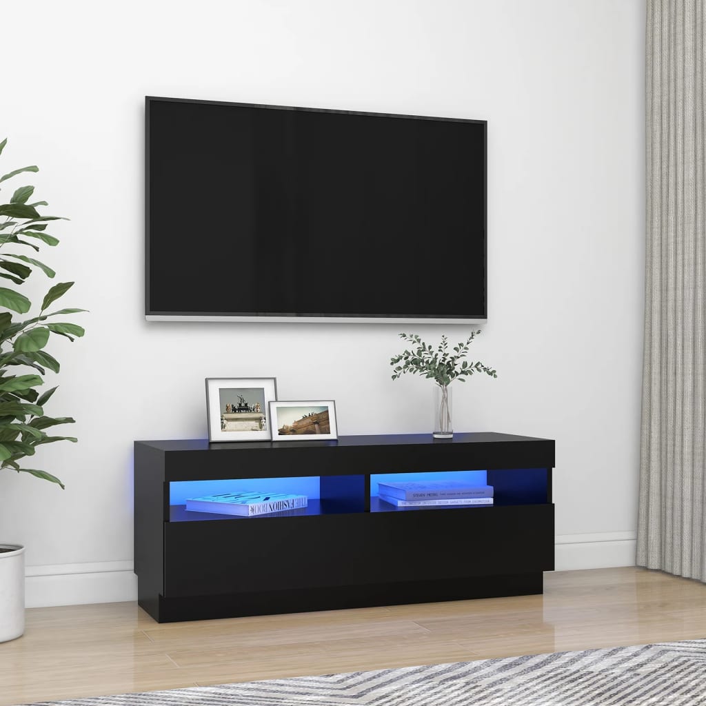 Meuble TV avec lumières LED noir 100x35x40 cm Meubles TV vidaXL   