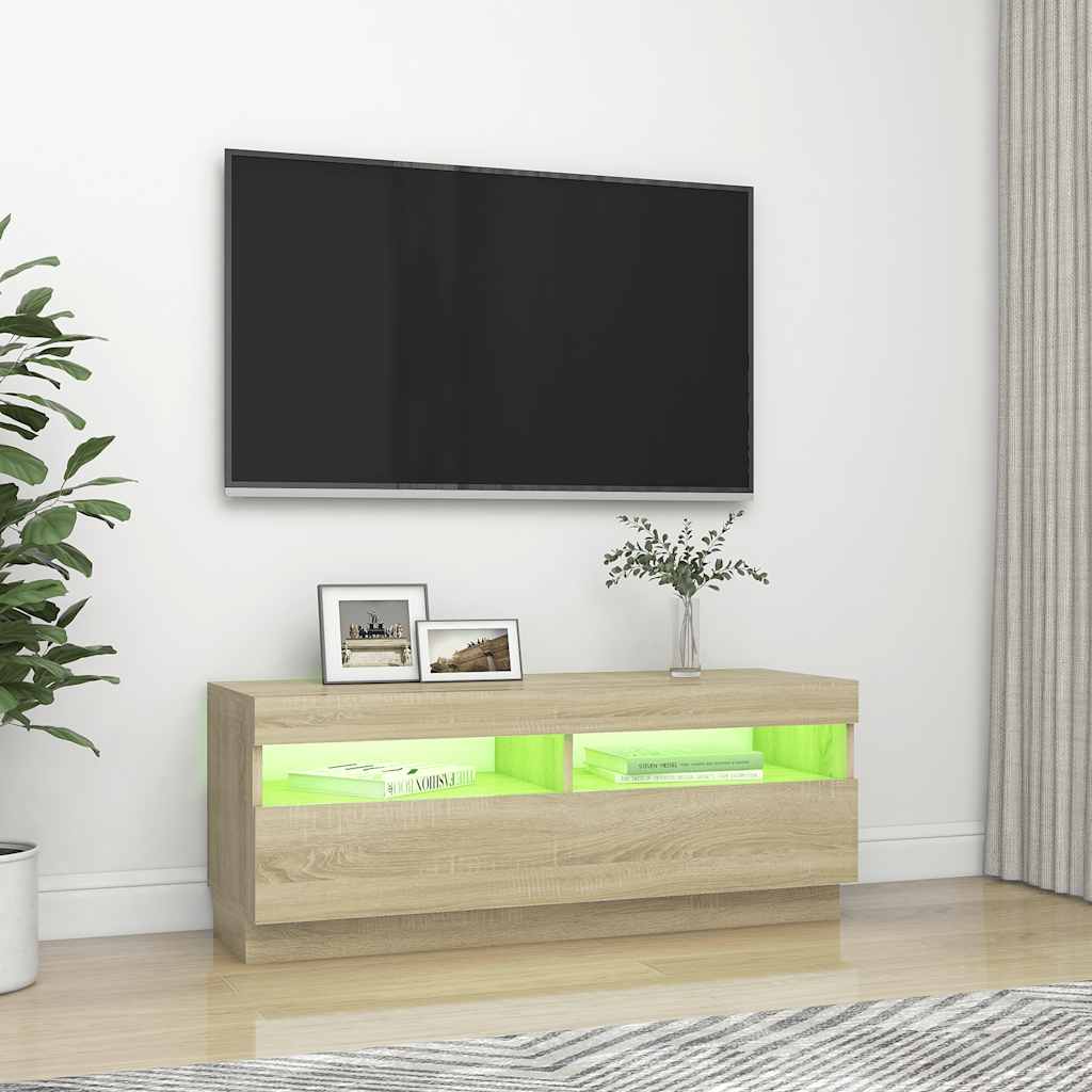 Meuble TV avec lumières LED chêne sonoma 100x35x40 cm - XIOS