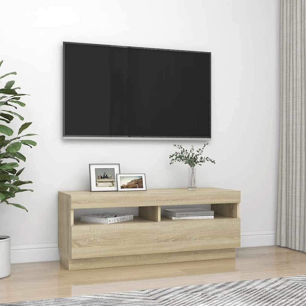 Meuble TV avec lumières LED chêne sonoma 100x35x40 cm - XIOS