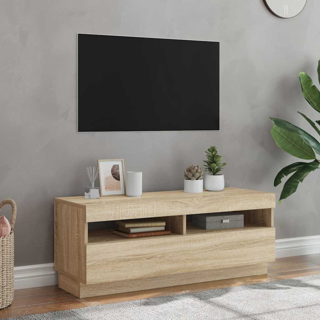 Meuble TV avec lumières LED chêne sonoma 100x35x40 cm - XIOS