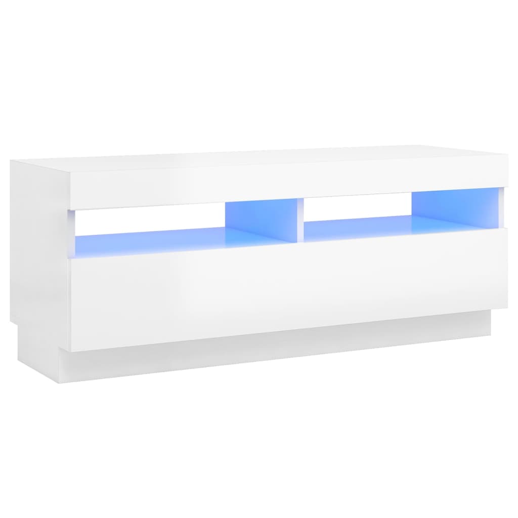 Meuble TV avec lumières LED blanc brillant 100x35x40 cm Meubles TV vidaXL   
