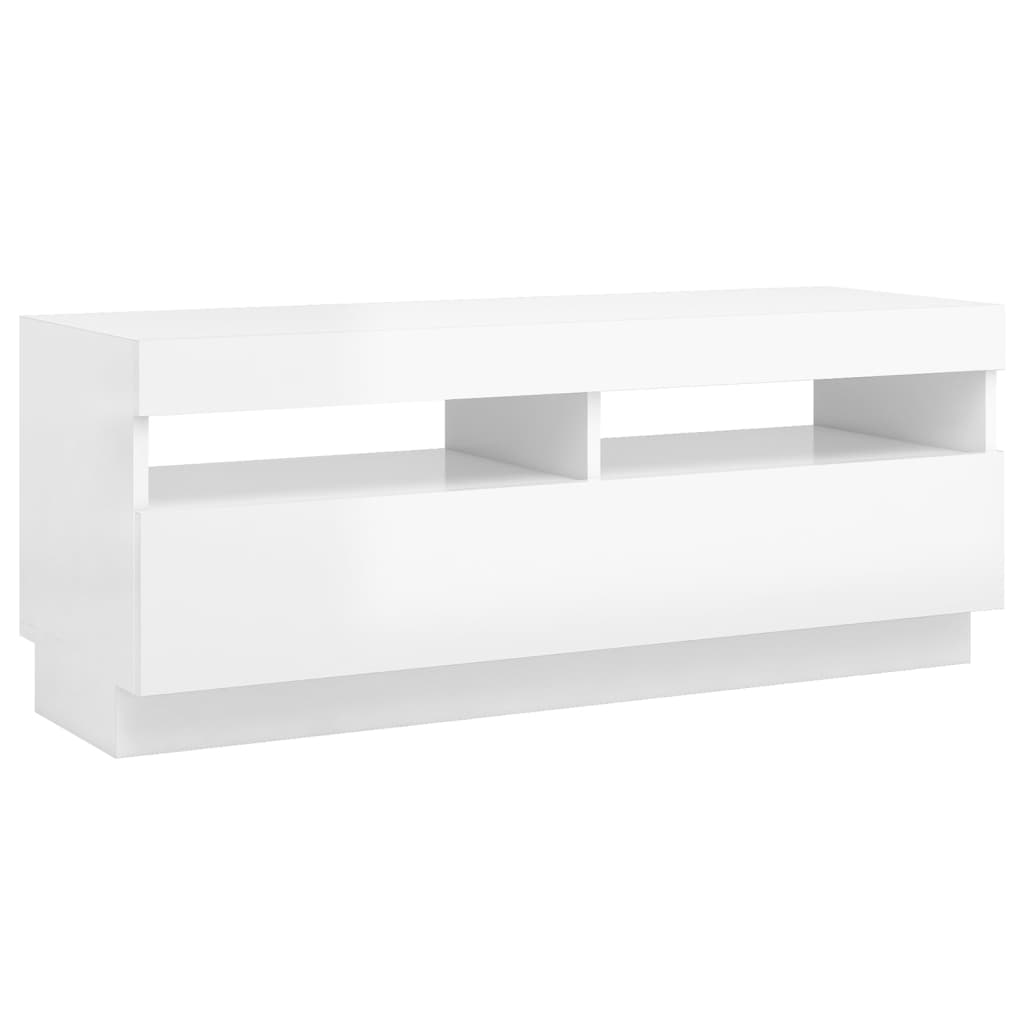 Meuble TV avec lumières LED blanc brillant 100x35x40 cm Meubles TV vidaXL   