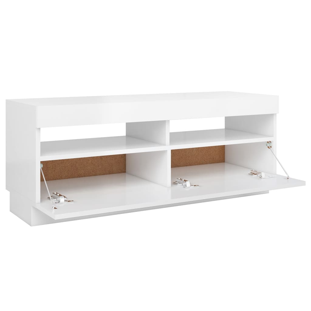 Meuble TV avec lumières LED blanc brillant 100x35x40 cm Meubles TV vidaXL   