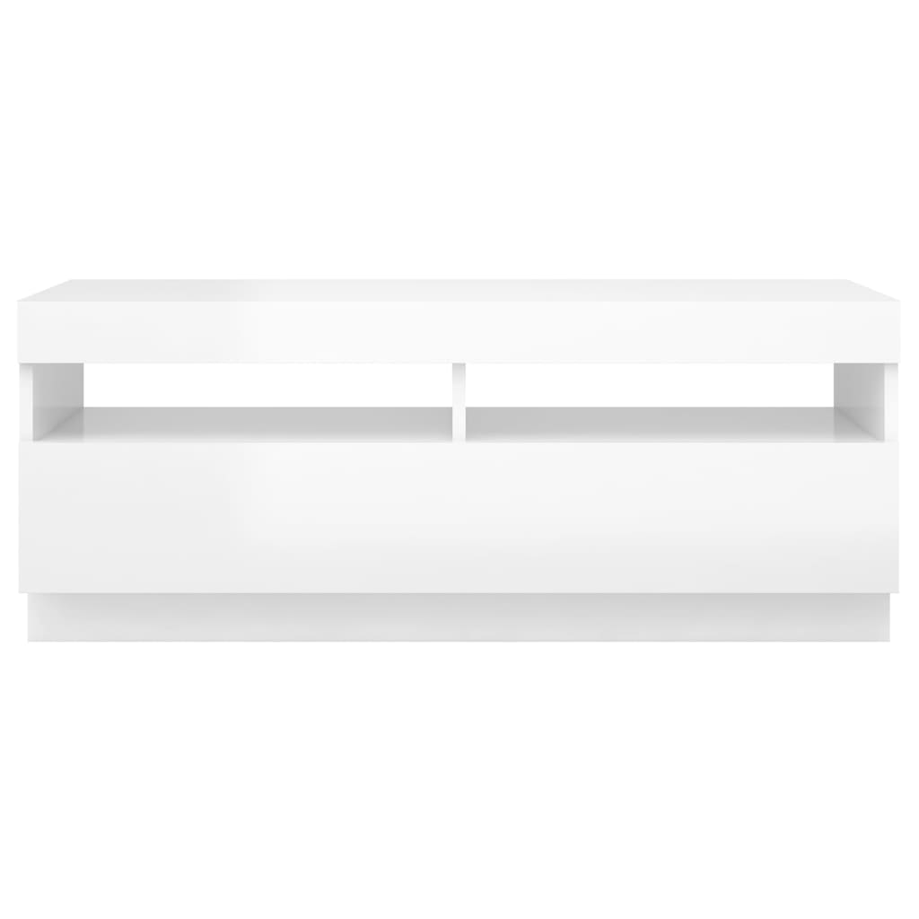 Meuble TV avec lumières LED blanc brillant 100x35x40 cm Meubles TV vidaXL   