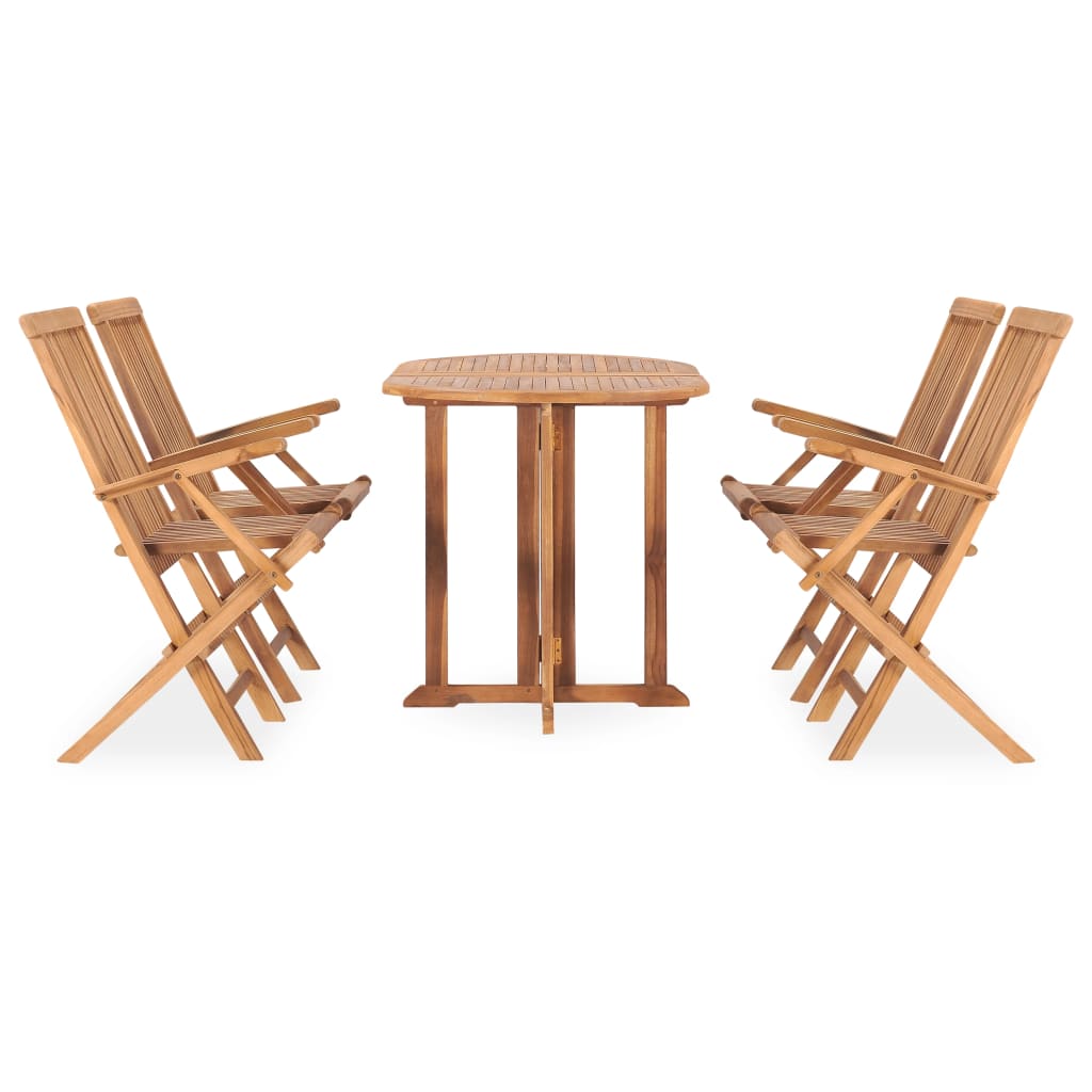 Ensemble à manger d'extérieur pliable 5 pcs Bois solide de teck