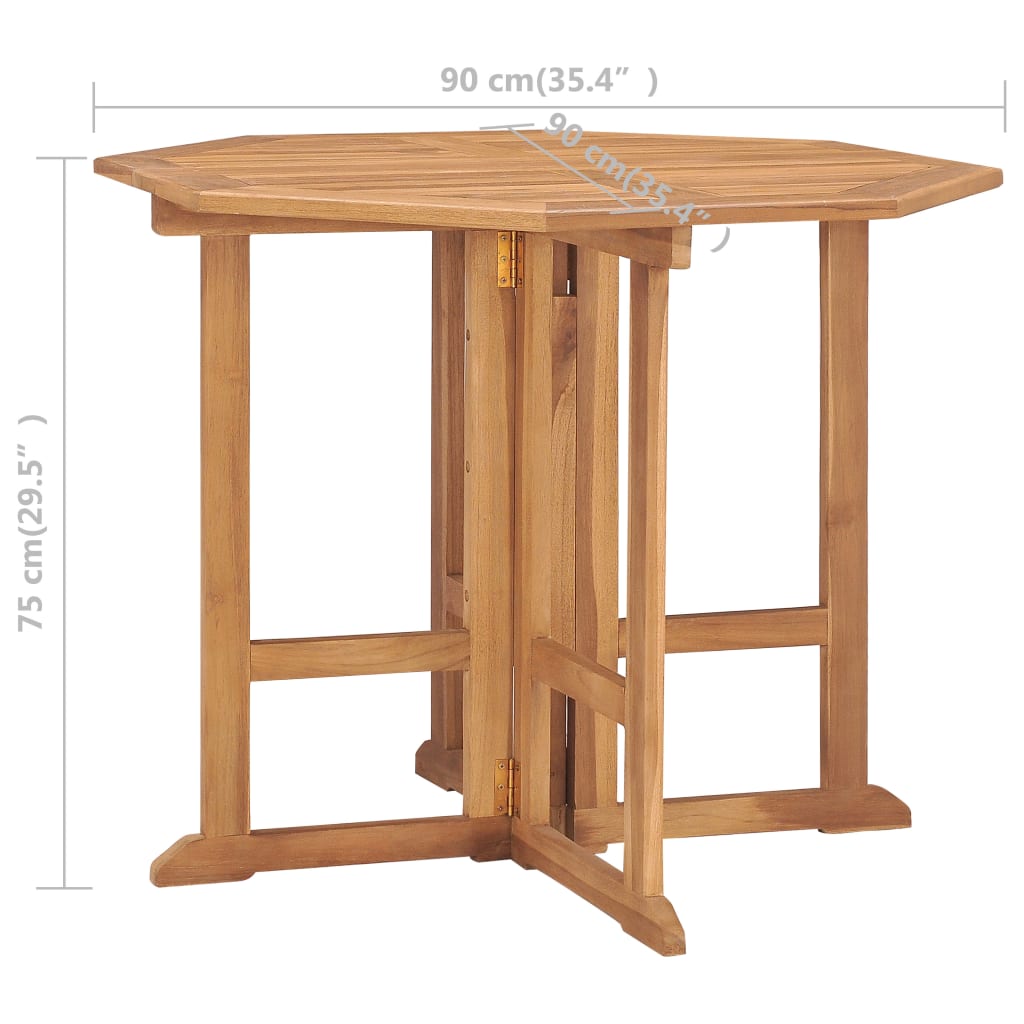 Ensemble à manger d'extérieur pliable 5 pcs Bois solide de teck