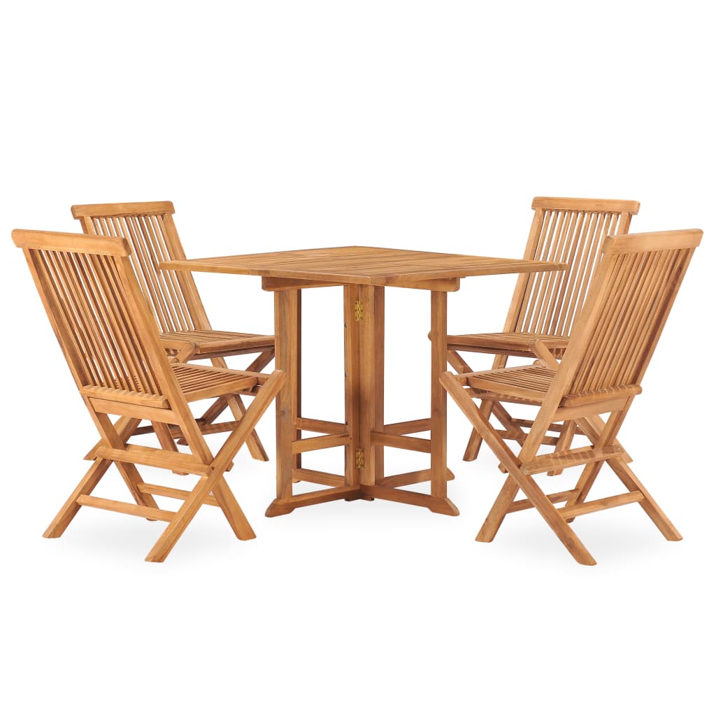 Ensemble à manger d'extérieur pliable 5 pcs Bois solide de teck